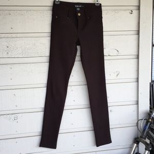 RAMPAGE VINTAGE CHOCOLATE BROWN RIBBED KNIT JEAN SLEEK STRAIGHT LEG STYLE